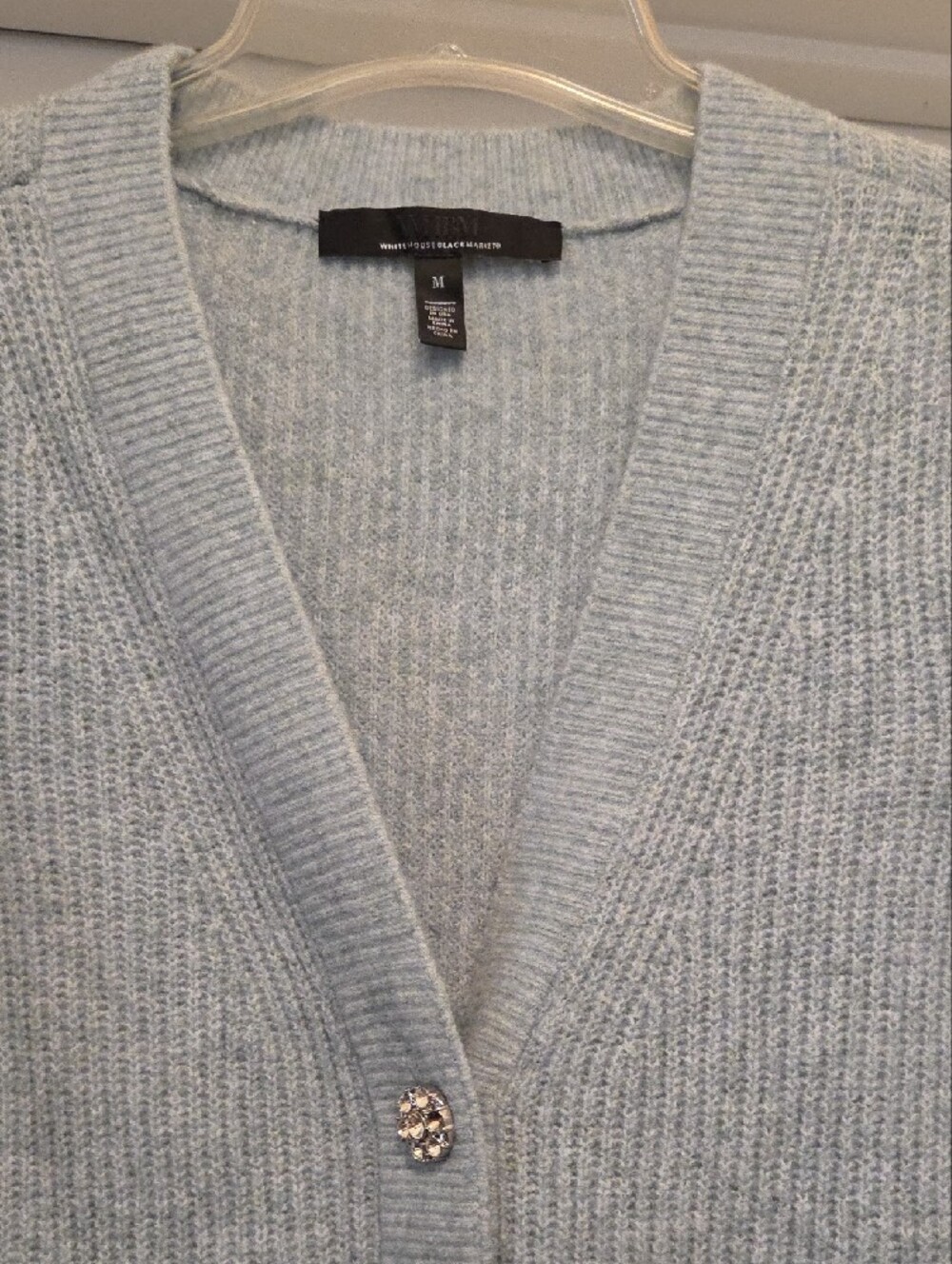 White House Black Market Light Blue Ribbed Button-Front Cardigan - Picture 3 of 3